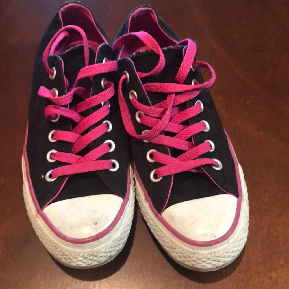 Black pink and white converse